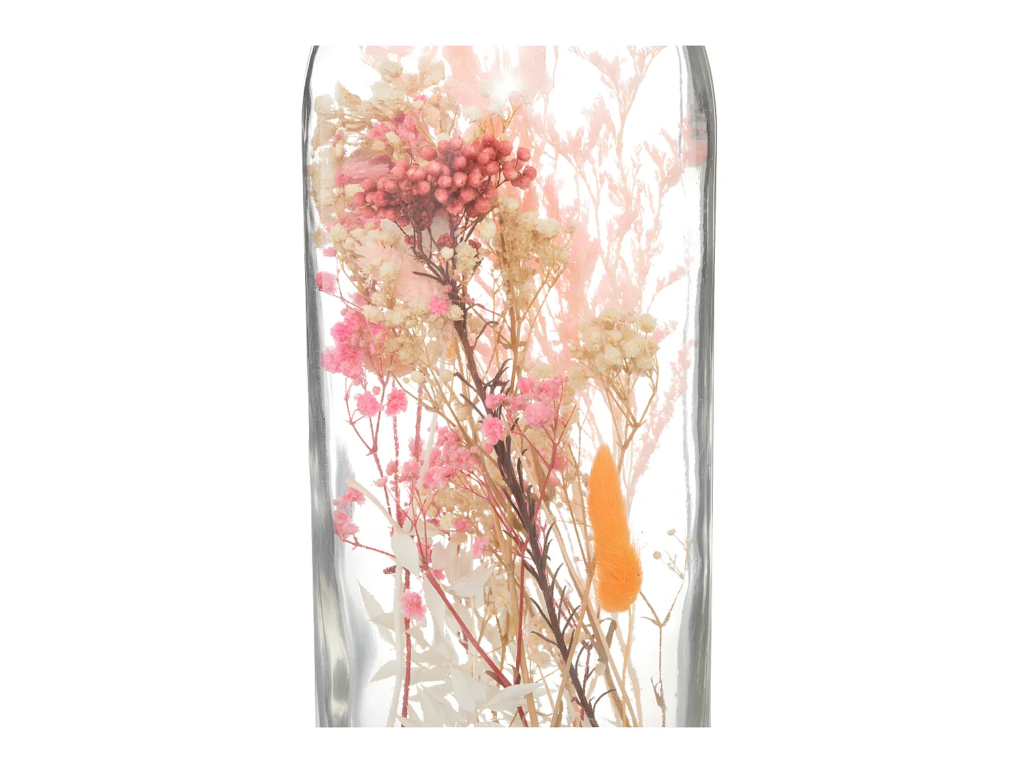 Fleurs Séchées Rose dans une Bouteille en Verre H 46.6 cm