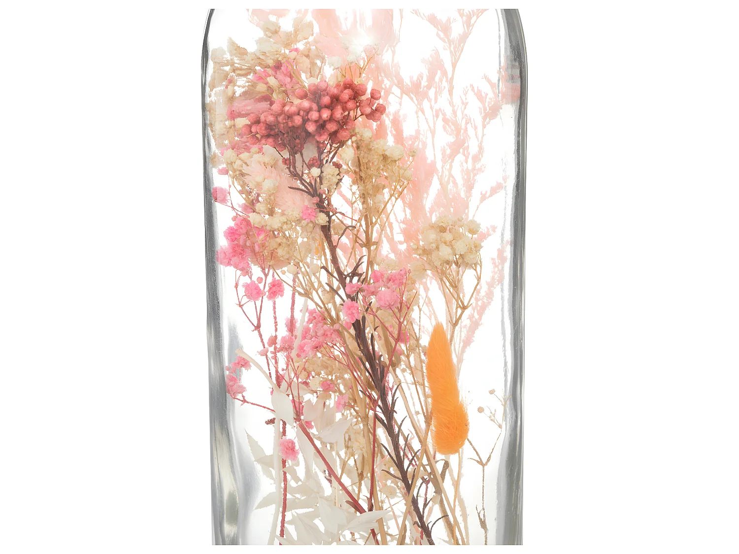 Fleurs Séchées Rose dans une Bouteille en Verre H 46.6 cm