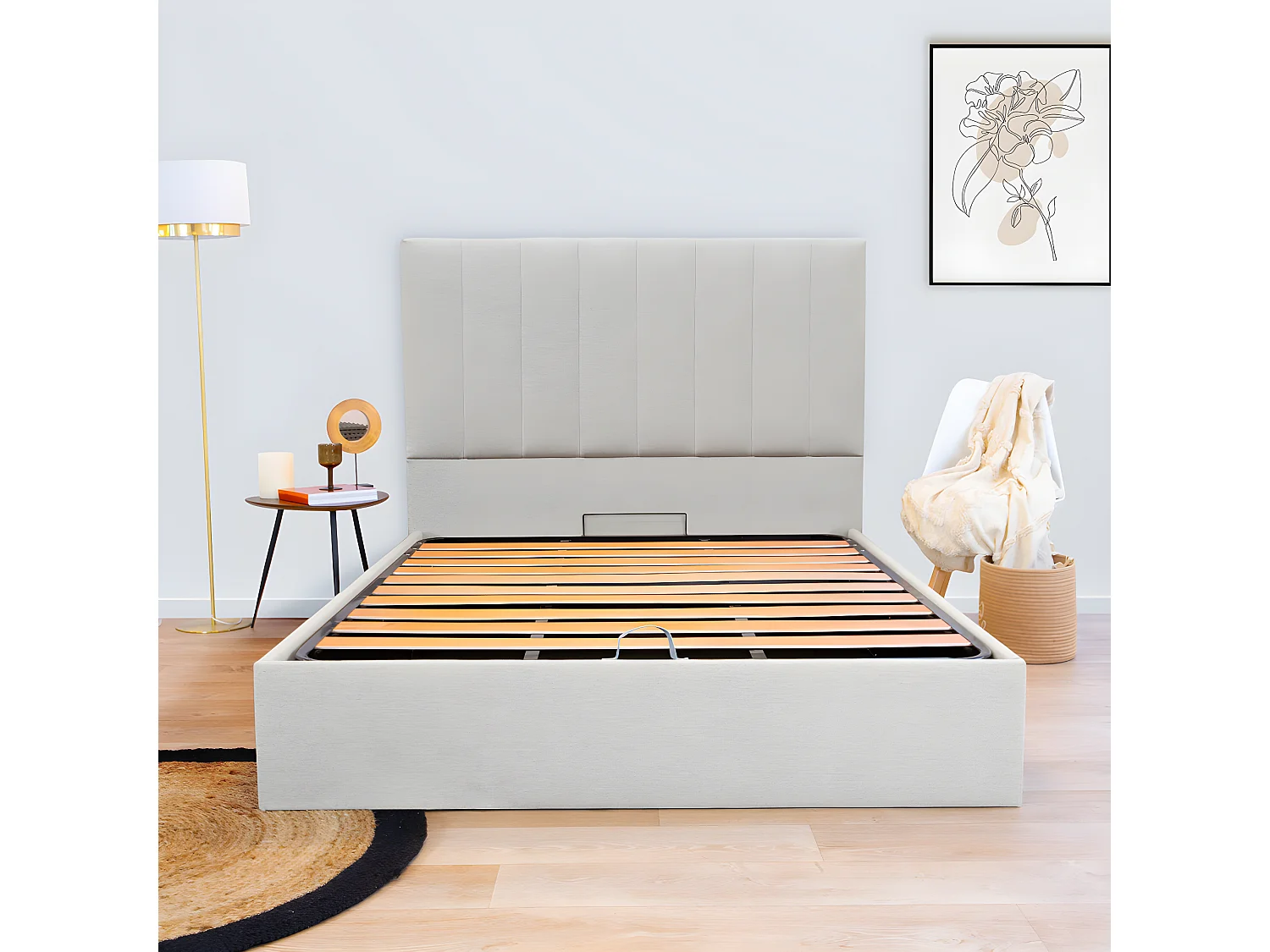 BELLECOUR LITERIE | Lit coffre COURCHEVEL 140x200 cm | Coloris Beige