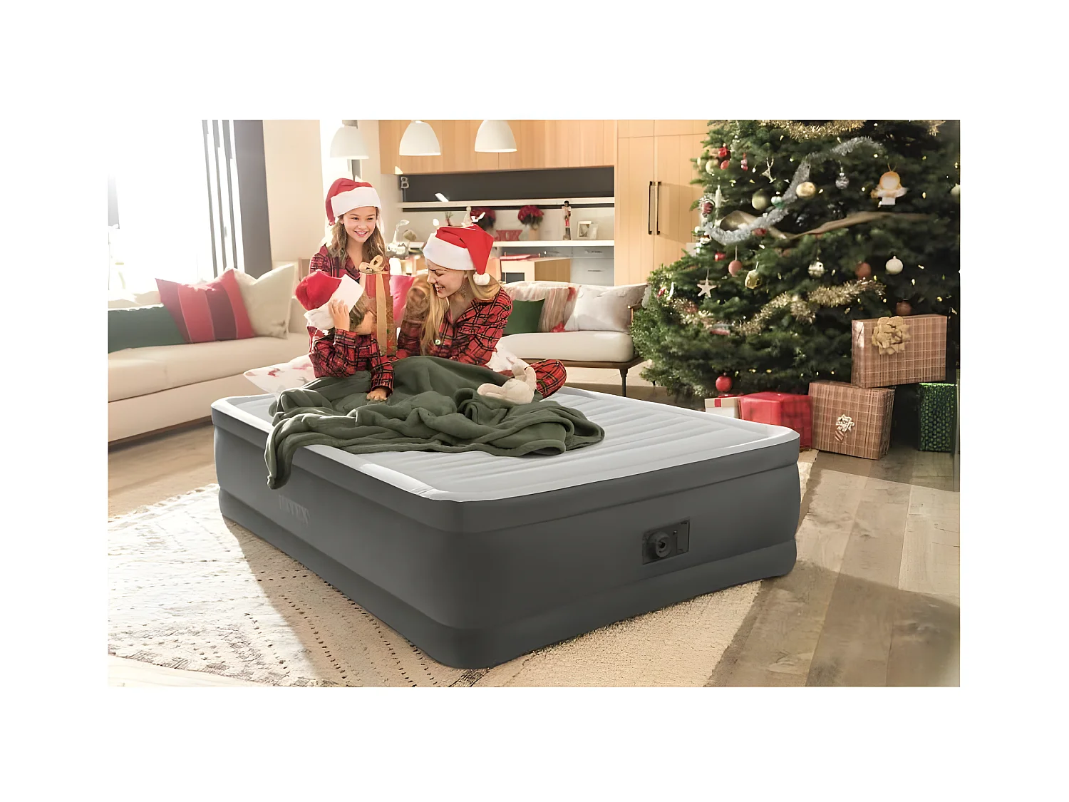 Cama hinchable Comfort plush Intex 2 personas con bomba eléctrica 46x152x203 cm