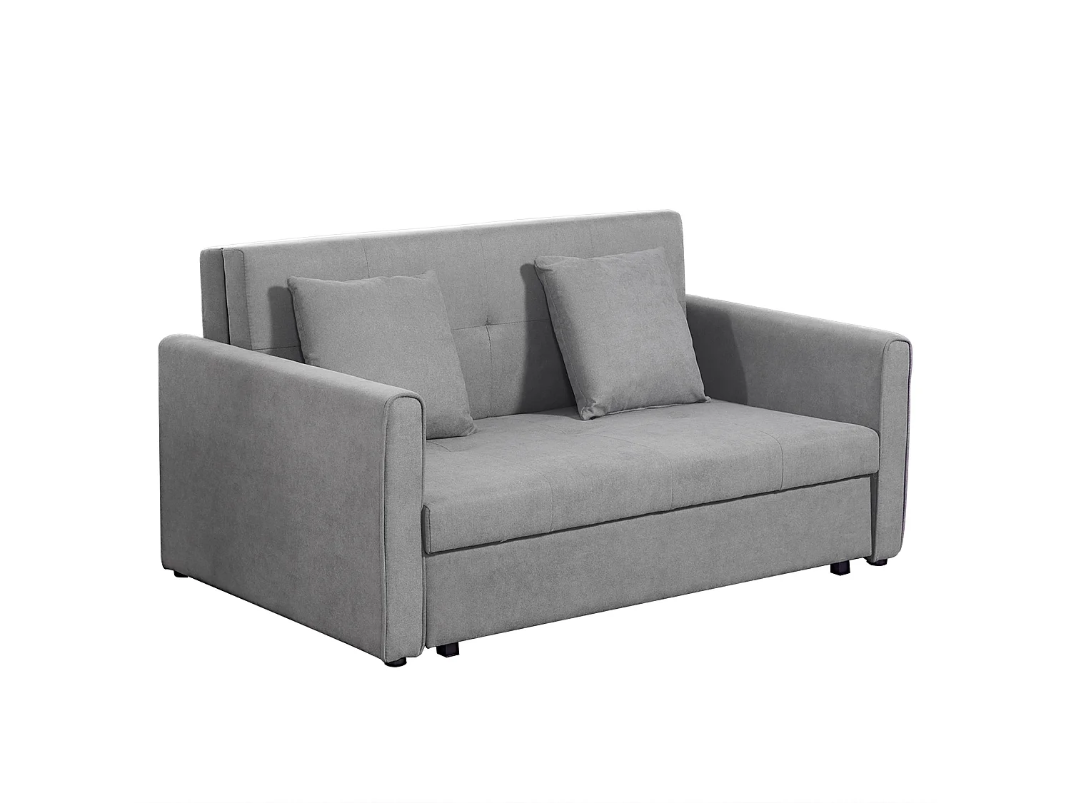Canapé convertible 2 places style Chesterfield assise dossier effet capitonné coffre tissu gris