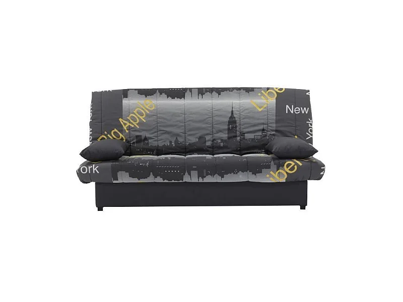 MILA Banquette clic clac 3 places - Motif New York jaune - Slyle contemporain - L 190 x P92 cm