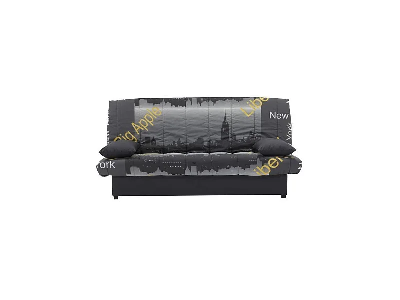 MILA Banquette clic clac 3 places - Motif New York jaune - Slyle contemporain - L 190 x P92 cm
