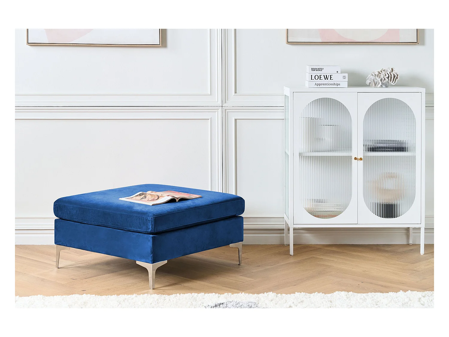 Ottoman EVJA Velours Bleu marine