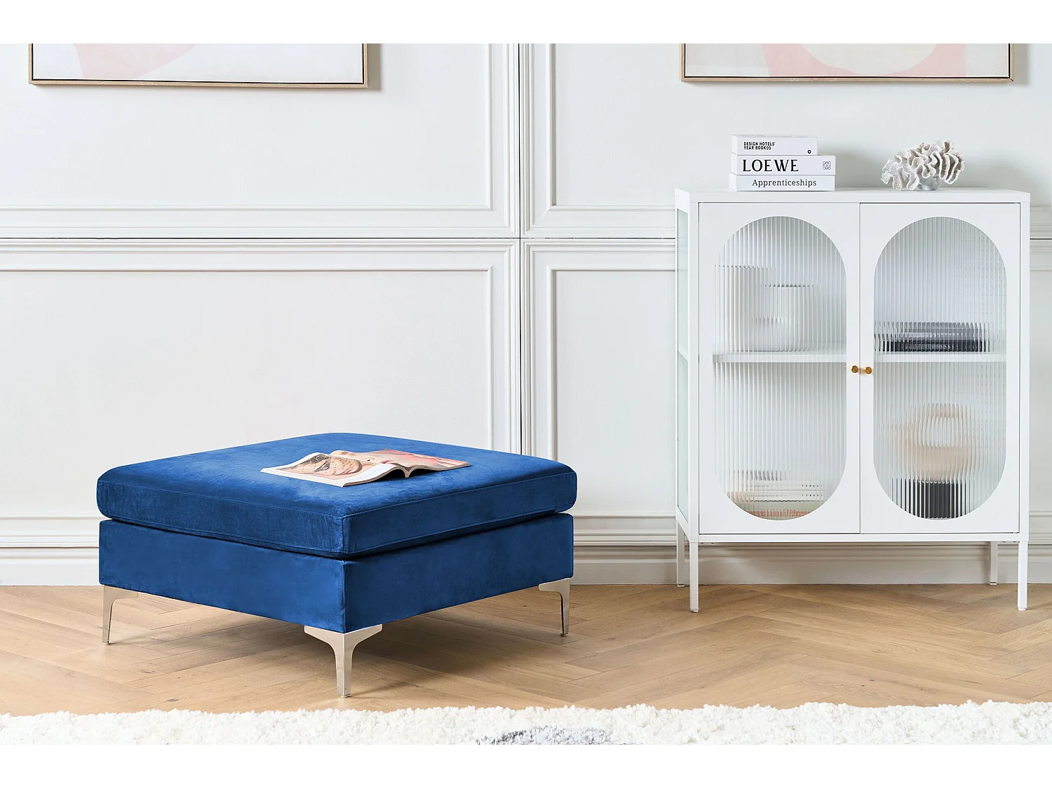 Ottoman EVJA Velours Bleu marine