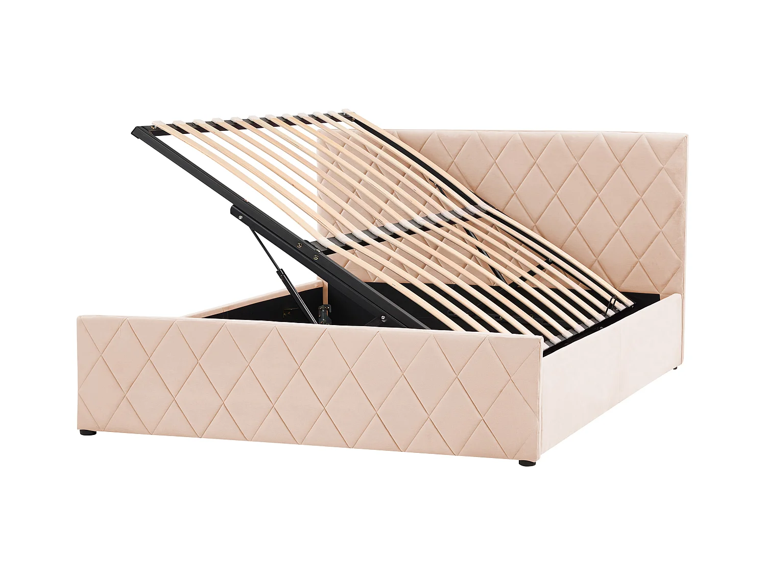 Schickes Doppelbett in Beige mit Bettkasten und Lattenrost 140x200 cm Rochefort