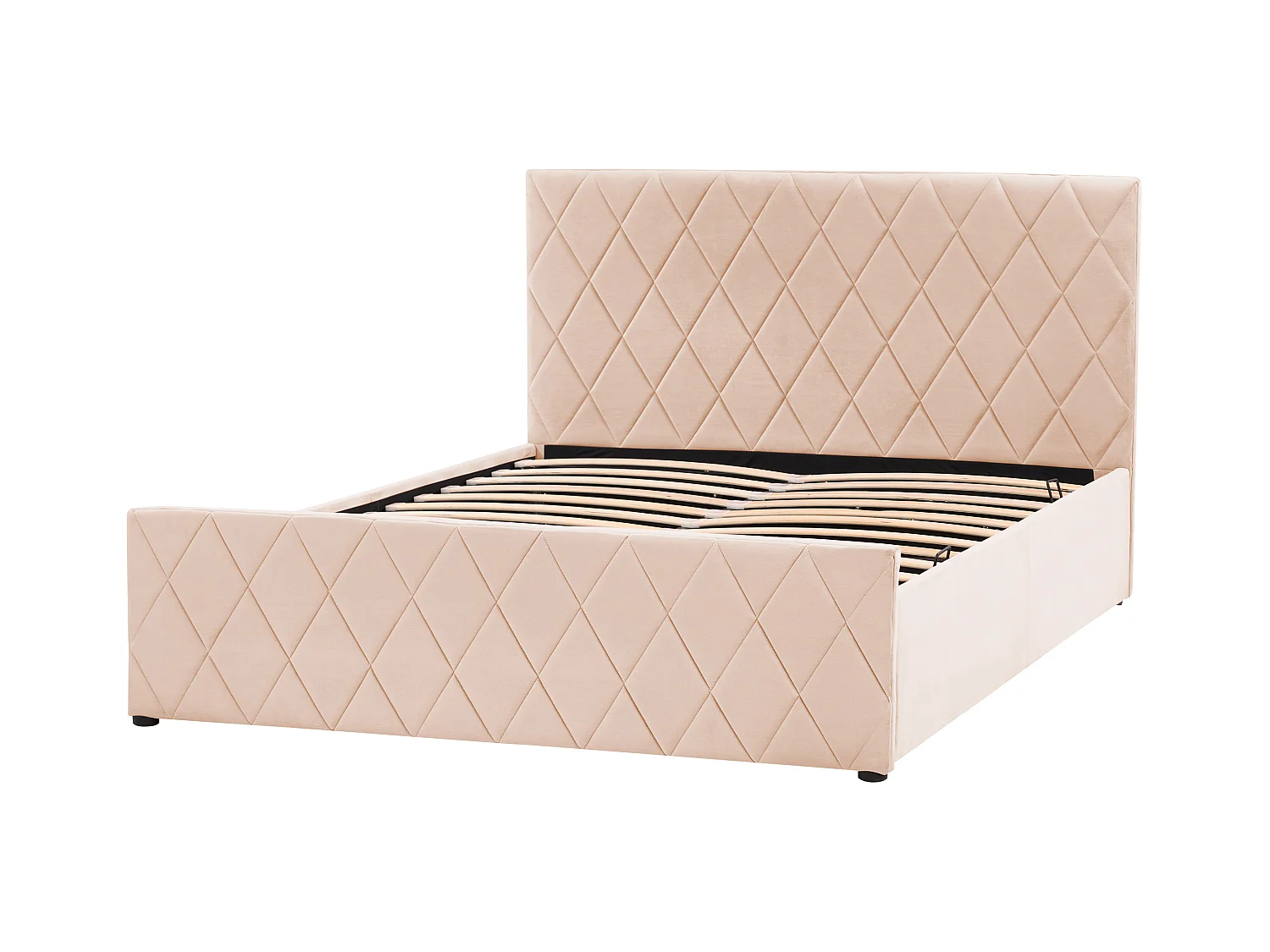 Schickes Doppelbett in Beige mit Bettkasten und Lattenrost 140x200 cm Rochefort