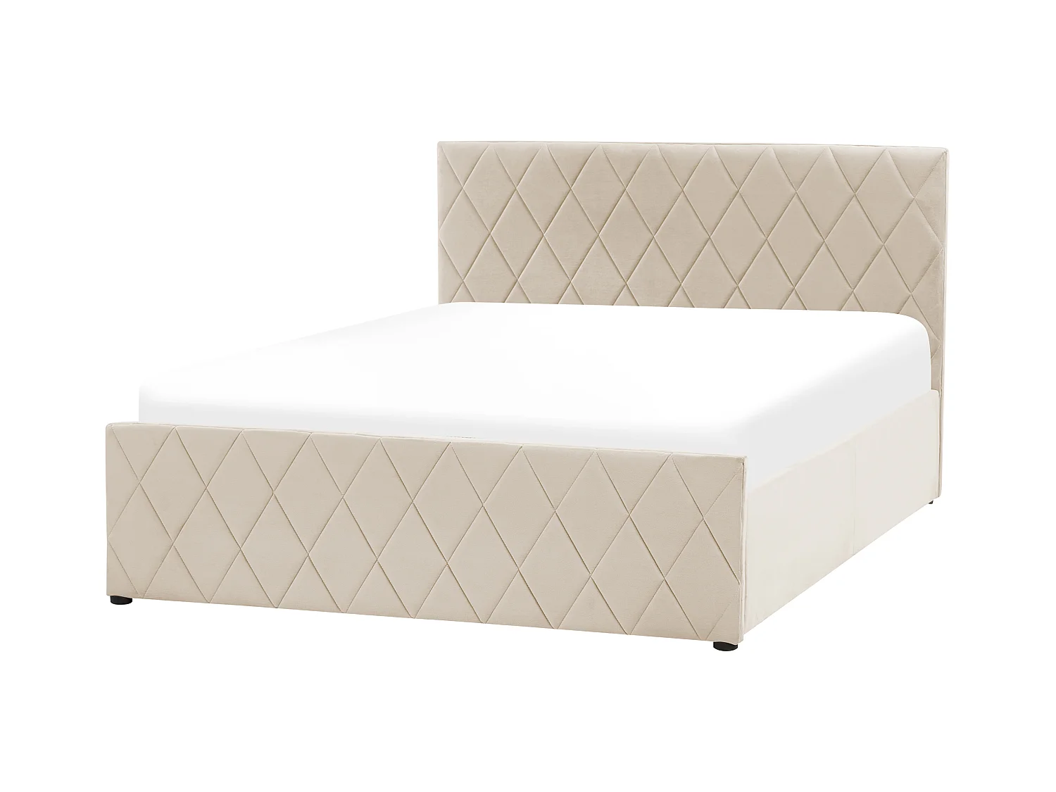 Schickes Doppelbett in Beige mit Bettkasten und Lattenrost 140x200 cm Rochefort