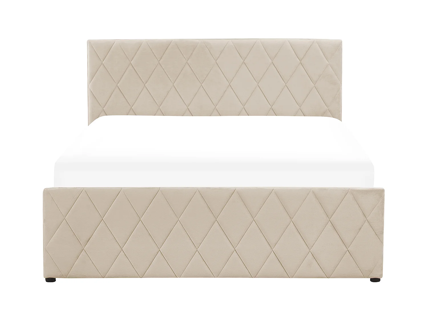 Schickes Doppelbett in Beige mit Bettkasten und Lattenrost 140x200 cm Rochefort