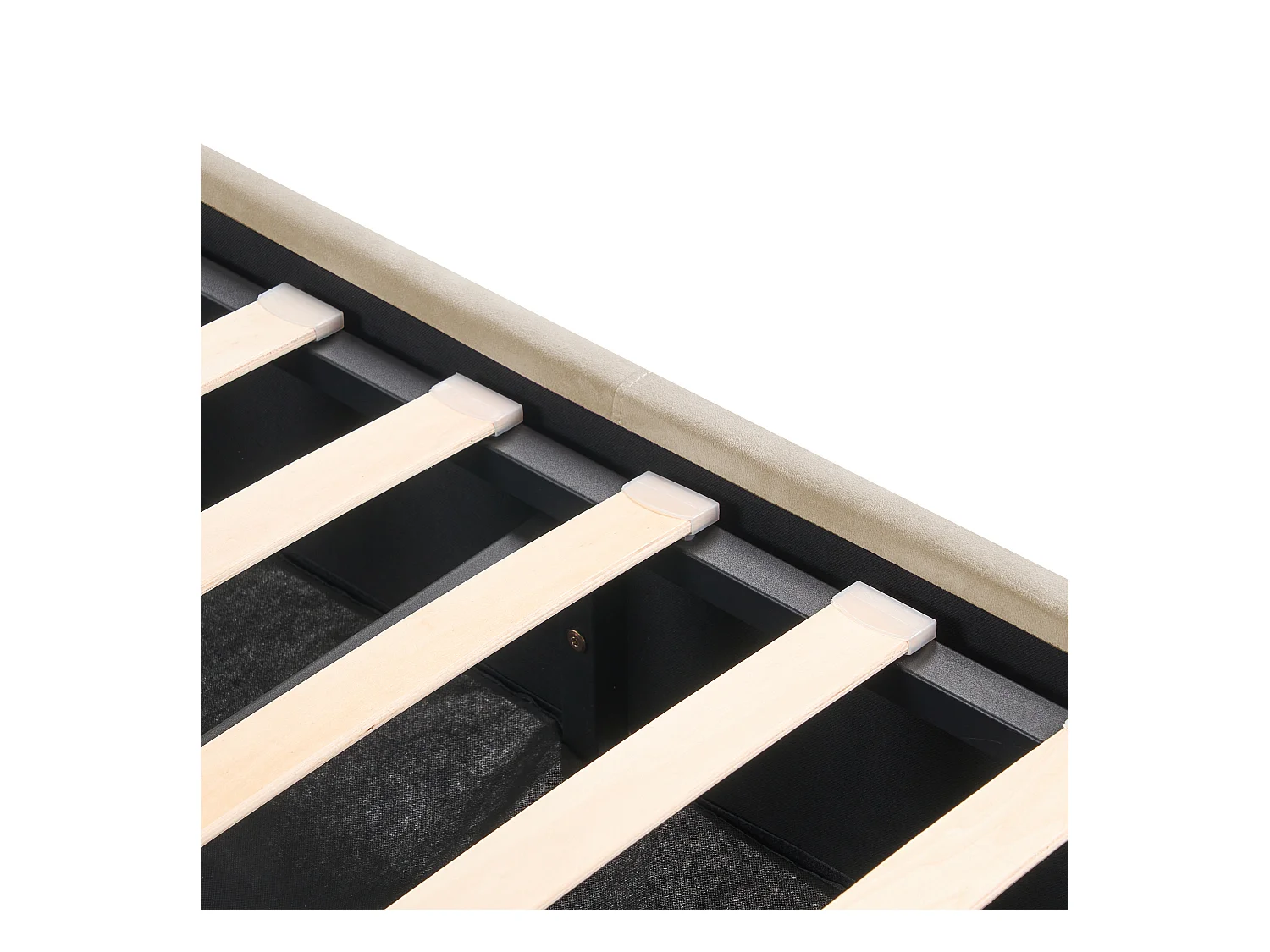 Schickes Doppelbett in Beige mit Bettkasten und Lattenrost 140x200 cm Rochefort