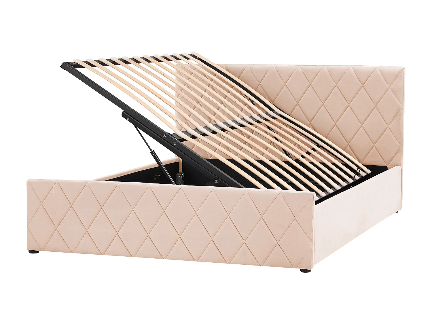 Lit ottoman Velours ROCHEFORT 140 x 200 cm Beige