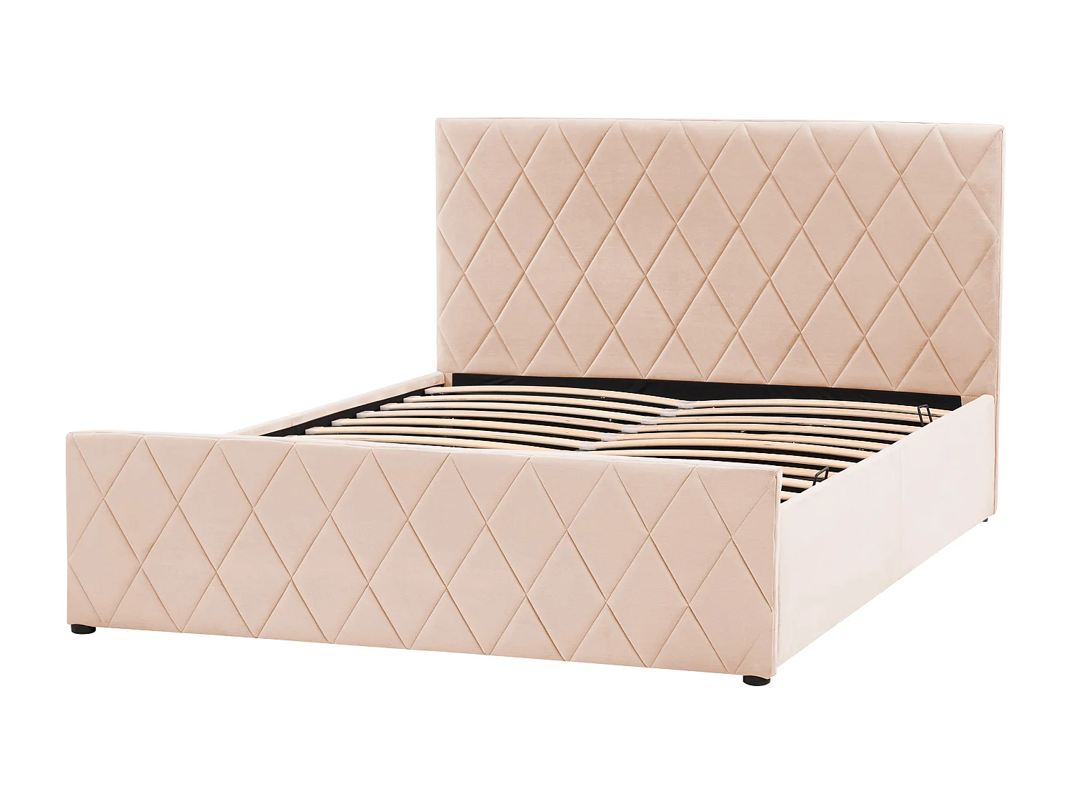 Bed met opbergruimte Fluweel ROCHEFORT 140 x 200 cm Beige