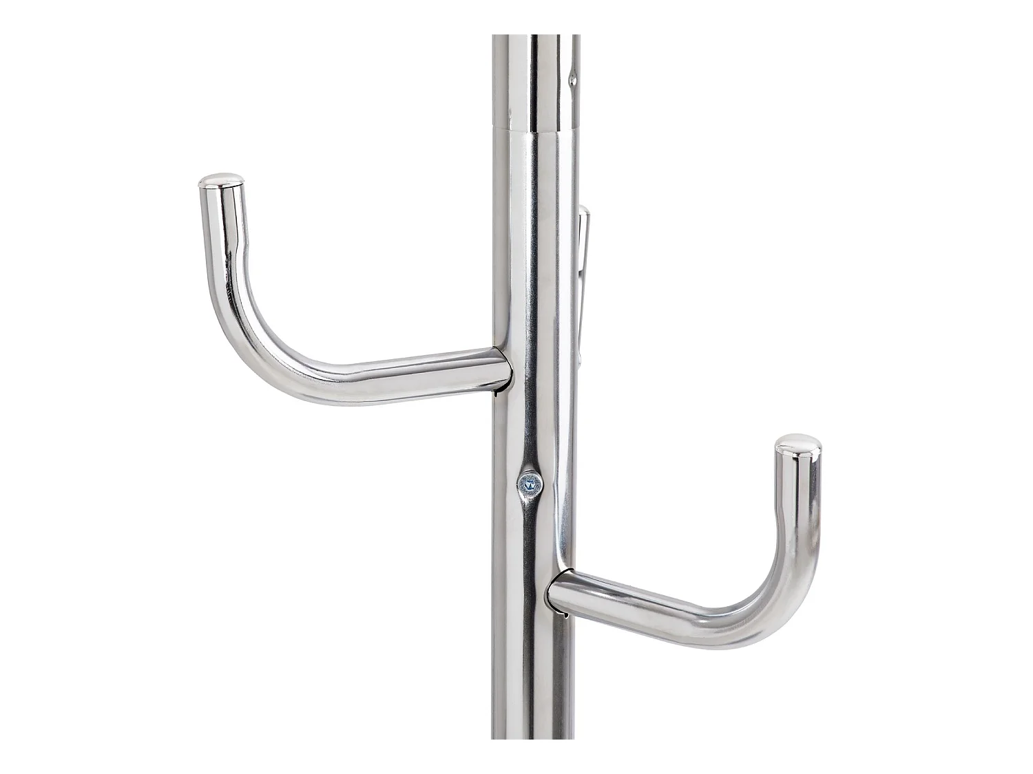 Porte-manteaux MILA portant pour vêtements sur pied socle rond et 8 crochets dont 3 à mi-hauteur, meuble d'entrée en métal chromé