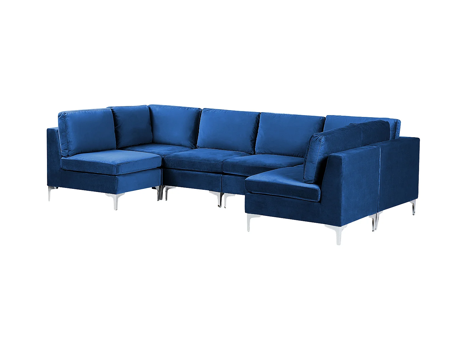 Modulaire U-vormige bank EVJA Fluweel Marineblauw 6-zitter