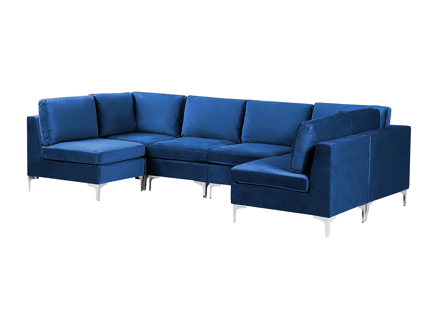 Canapé modulable en forme de U 6 places EVJA Velours Bleu marine