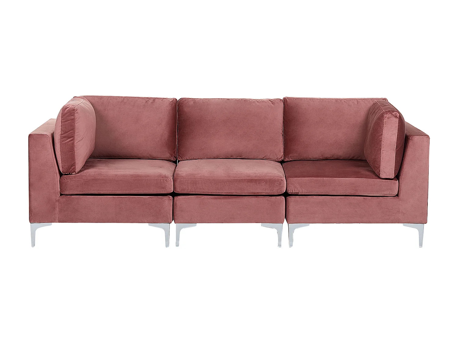 Sofá modular EVJA Veludo Rosa 3 lugares