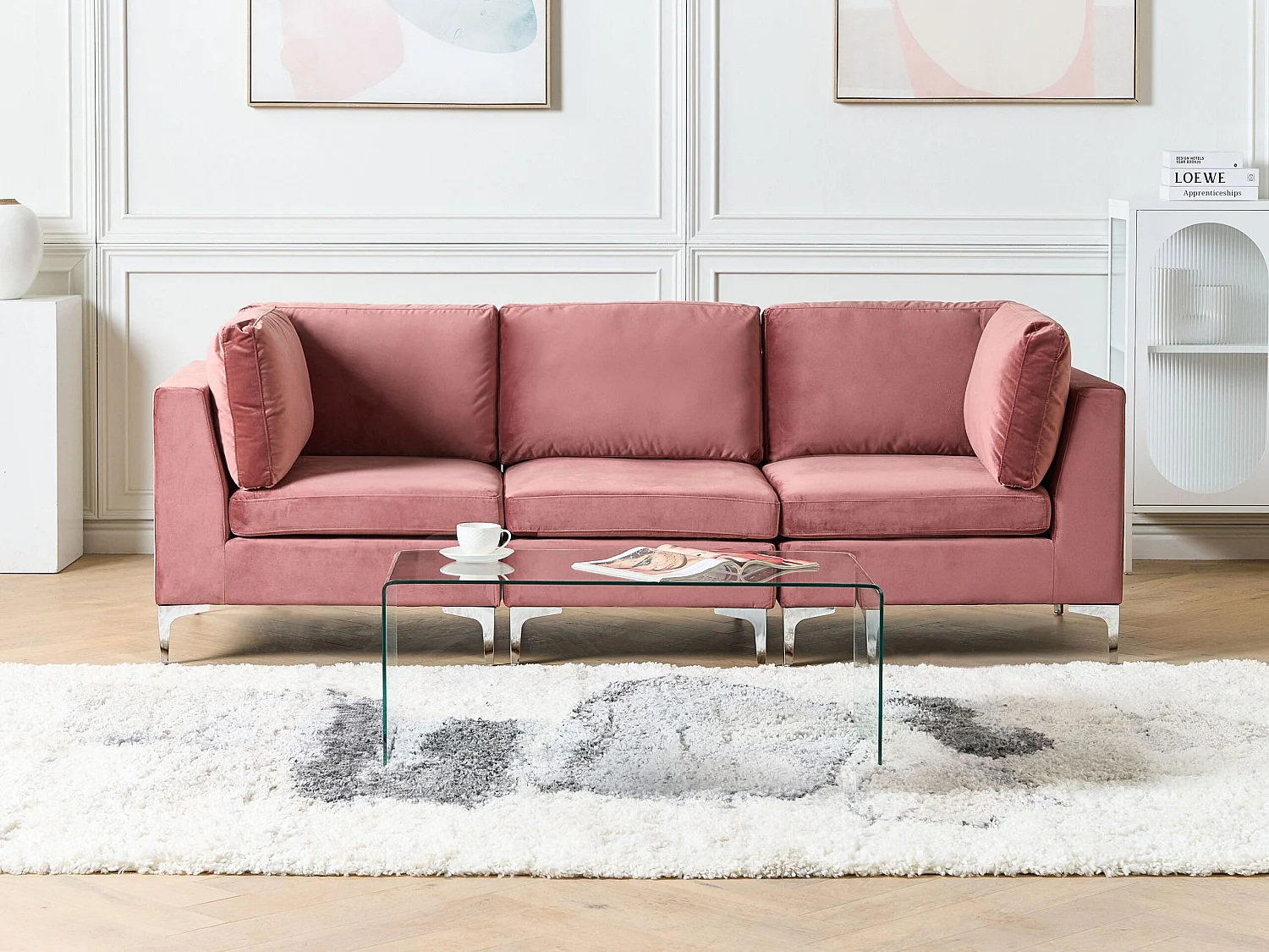 Modulaire bank EVJA Fluweel Roze 3-zitter