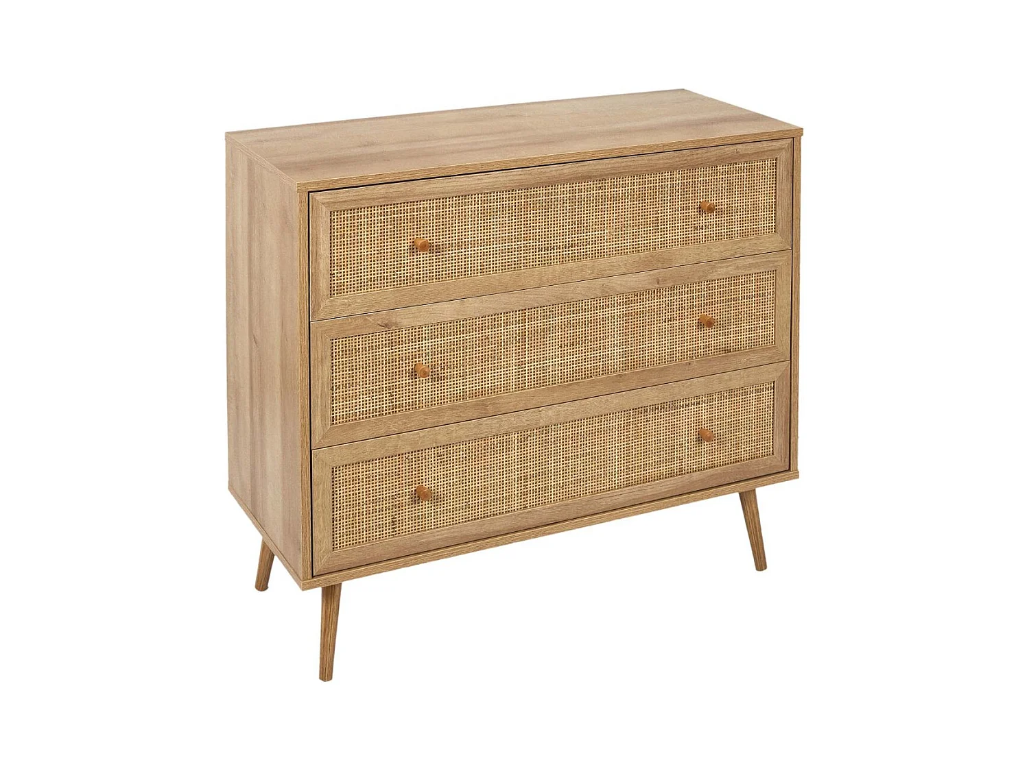 Set commode en bois 3 tiroirs et chevet 1 tiroir Bali