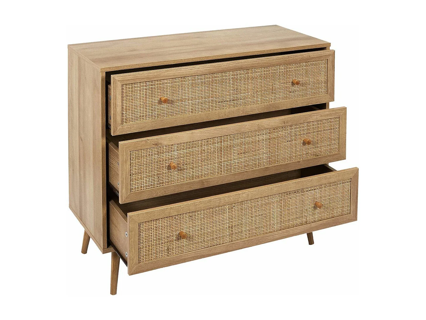 Set commode en bois 3 tiroirs et chevet 1 tiroir Bali