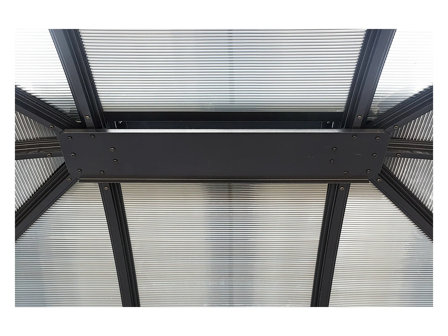 GL3630.AL-Gloriette aluminium avec rideaux toit 4 pentes coloris gris anthracite