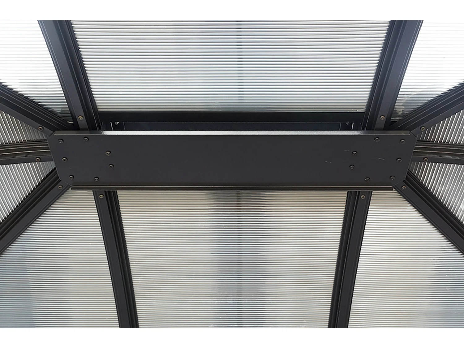 GL3630.AL-Gloriette aluminium avec rideaux toit 4 pentes coloris gris anthracite