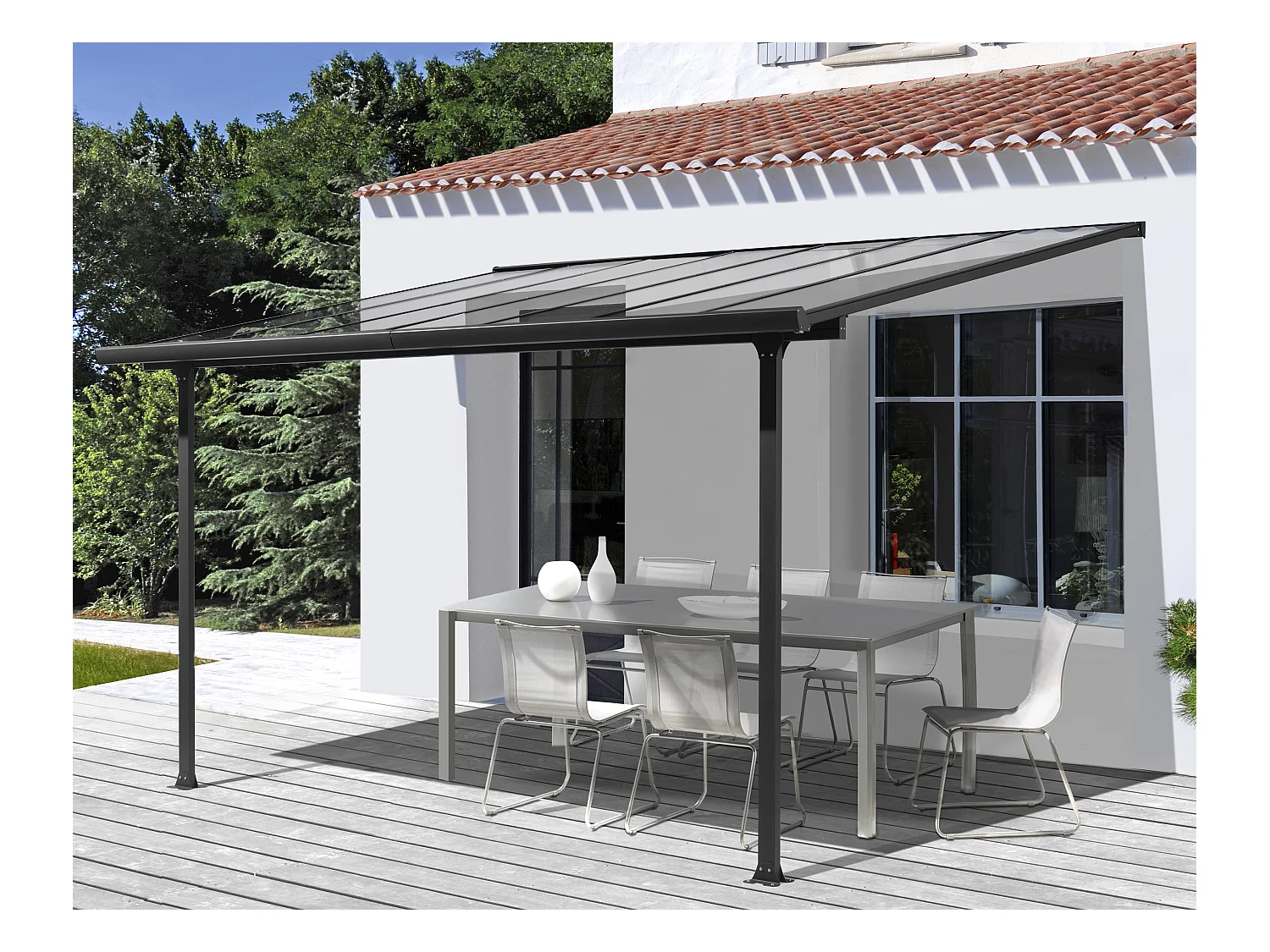 TT3030.AL-Toit terrasse fabriqué en aluminium coloris gris anthracite