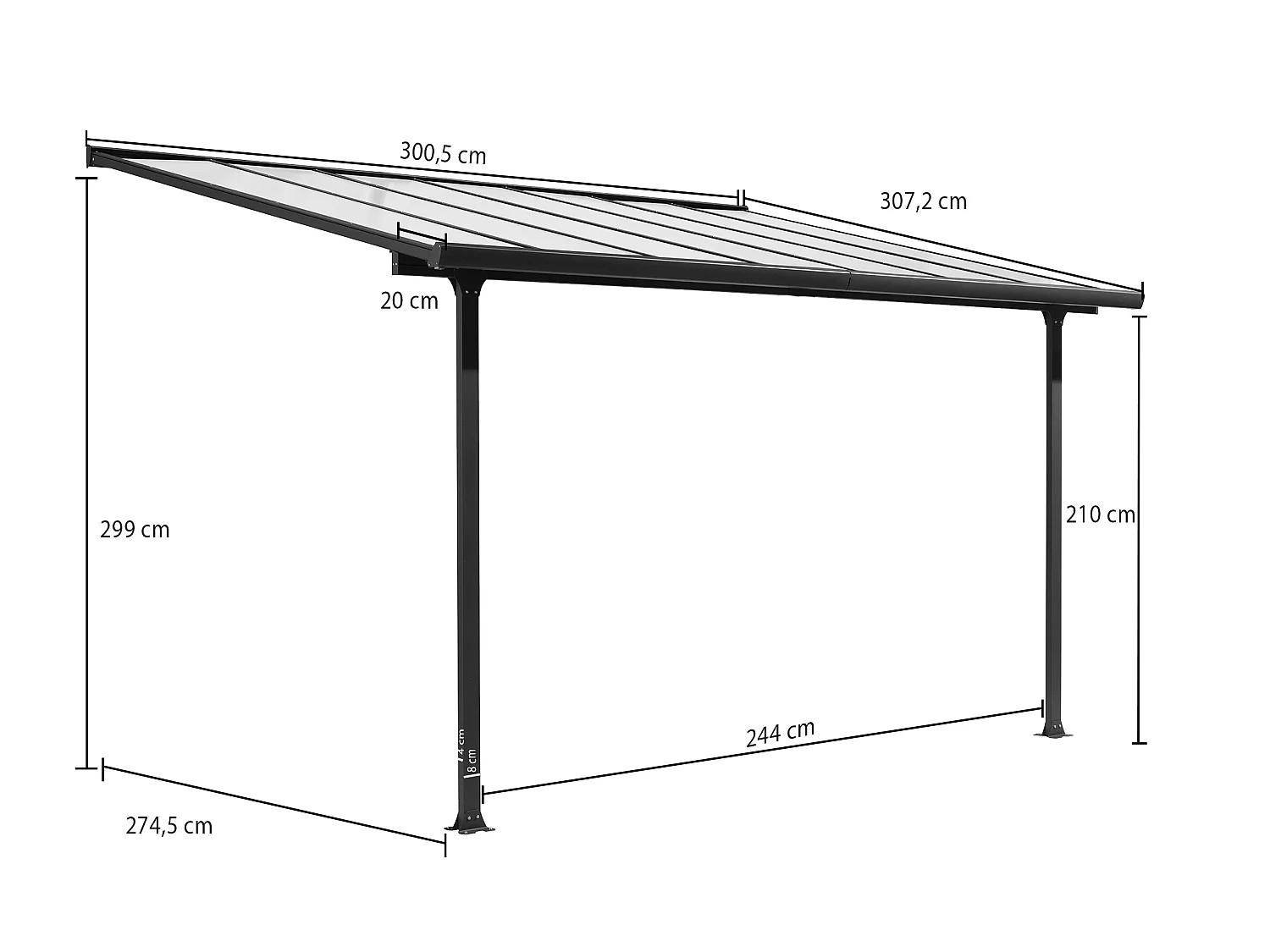 TT3030.AL-Toit terrasse fabriqué en aluminium coloris gris anthracite