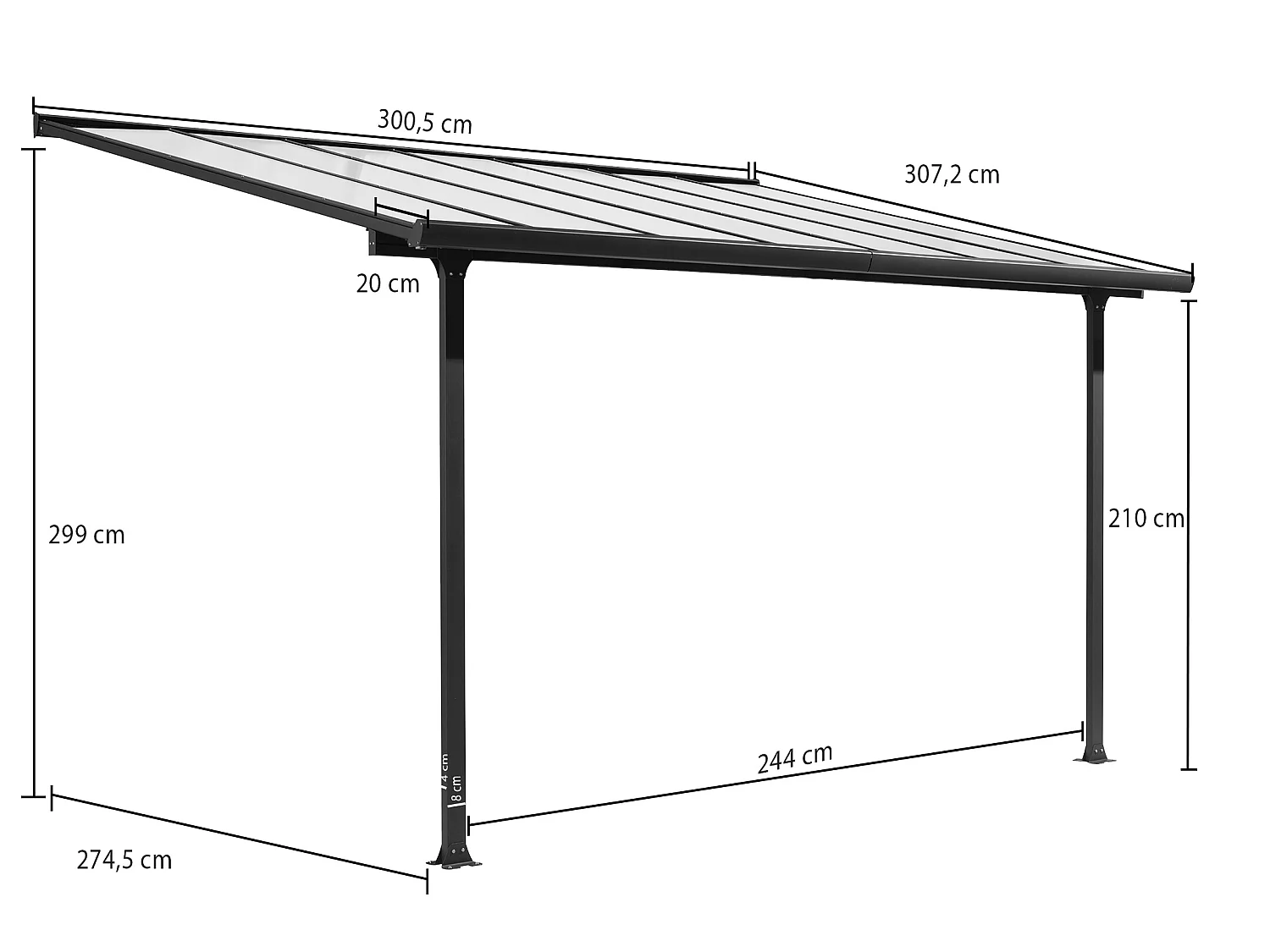 TT3030.AL-Toit terrasse fabriqué en aluminium coloris gris anthracite