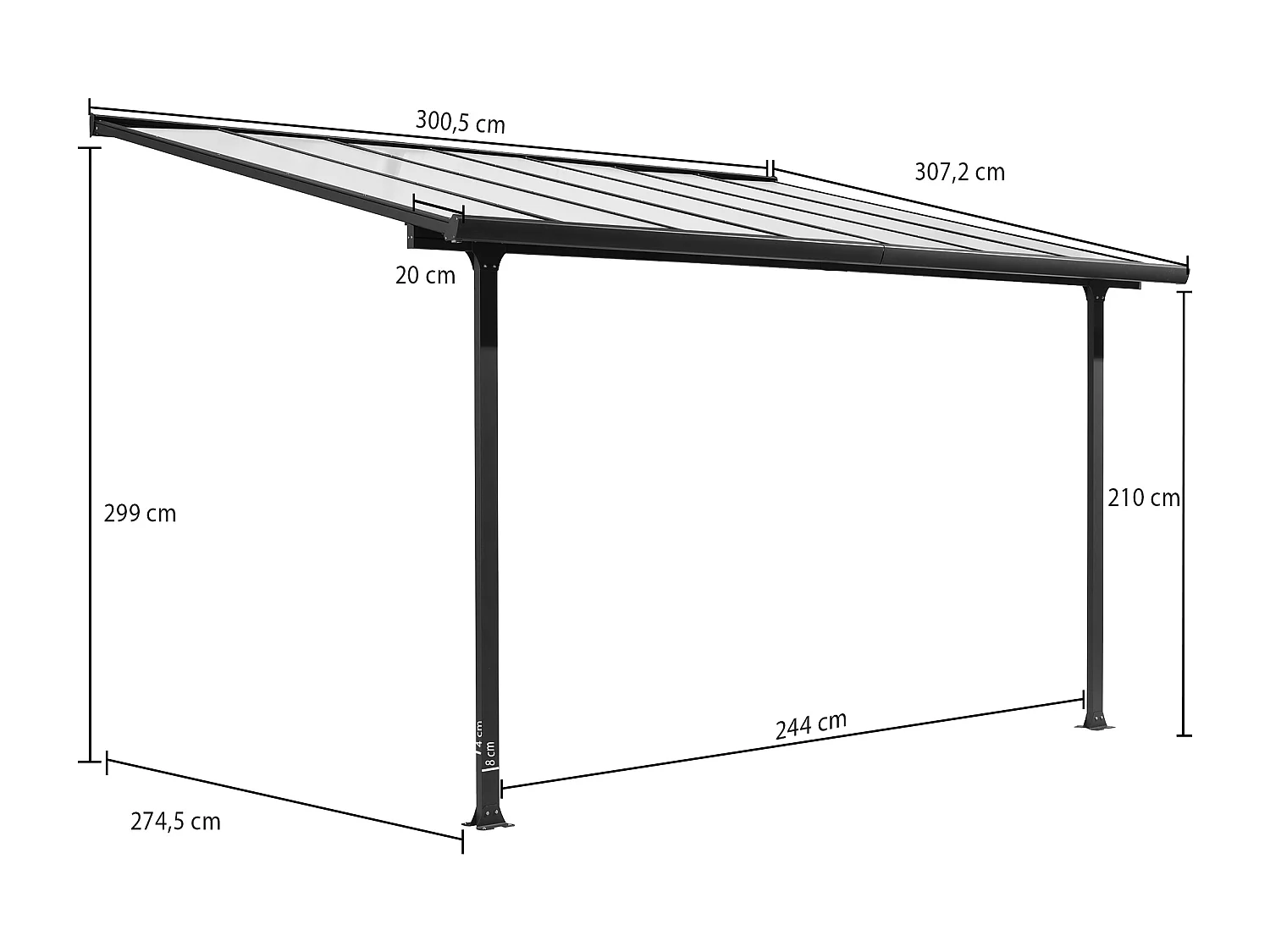 TT3030.AL-Toit terrasse fabriqué en aluminium coloris gris anthracite