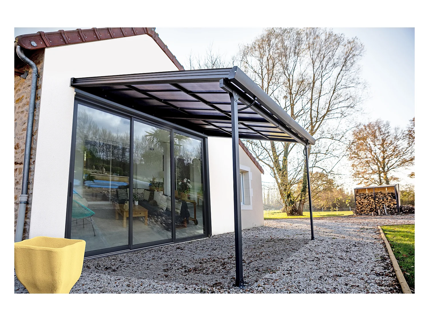 TT3040.CL-Toit terrasse ALUMINIUM avec toit amovible coloris gris anthracite