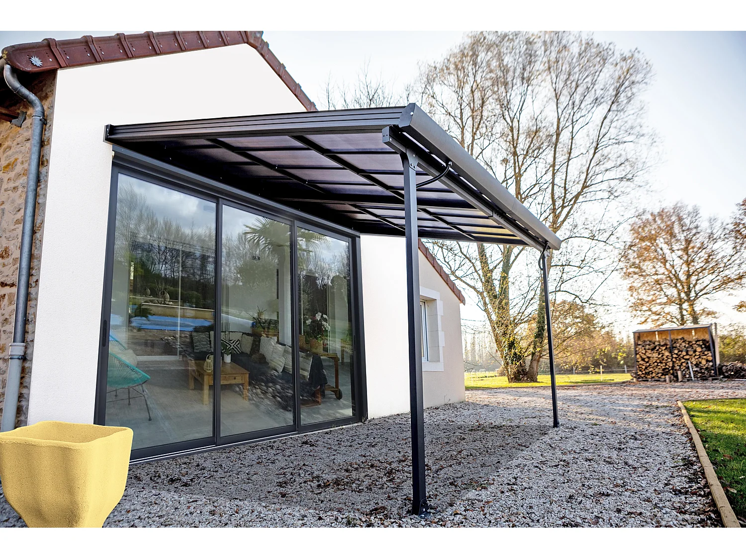 TT3040.CL-Toit terrasse ALUMINIUM avec toit amovible coloris gris anthracite