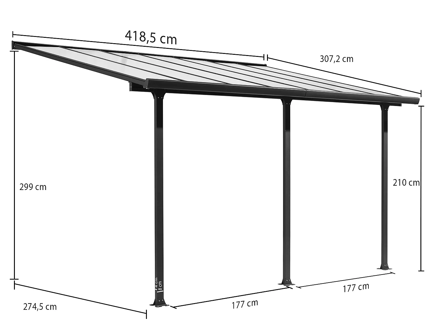 TT3042.AL-Toit terrasse fabriqué en aluminium coloris gris anthracite
