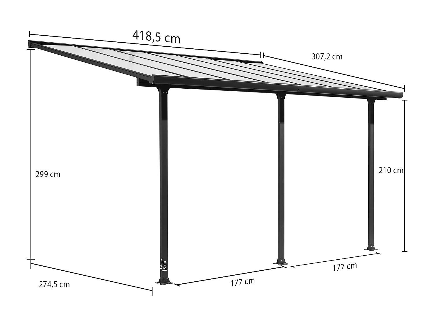 TT3042.AL-Toit terrasse fabriqué en aluminium coloris gris anthracite