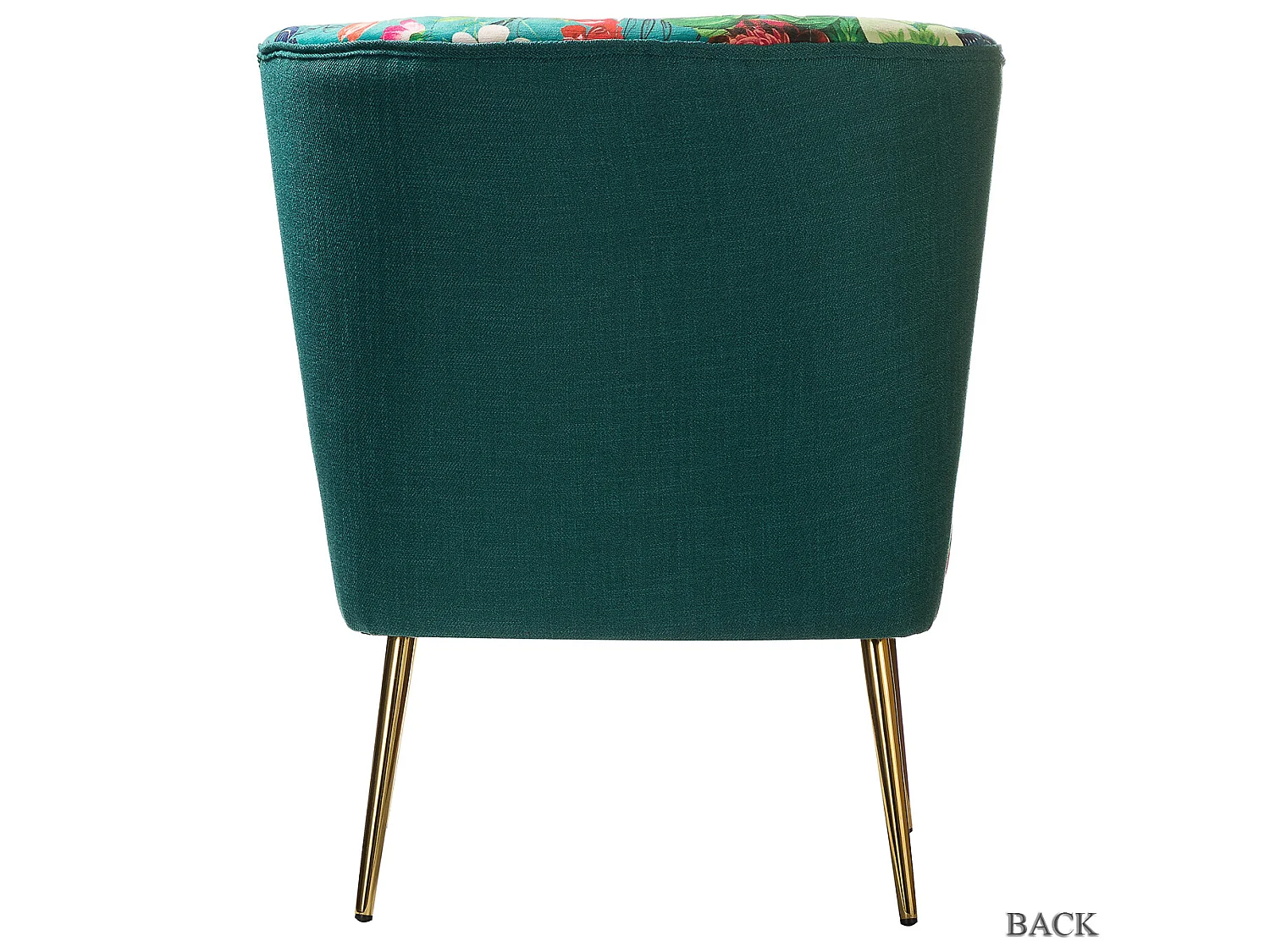 Chaise de Salon avec Pieds Dorés, Fauteuil Confortable en Tissu Floral sans Accoudoir-Imprimé Fleurs, Bleu