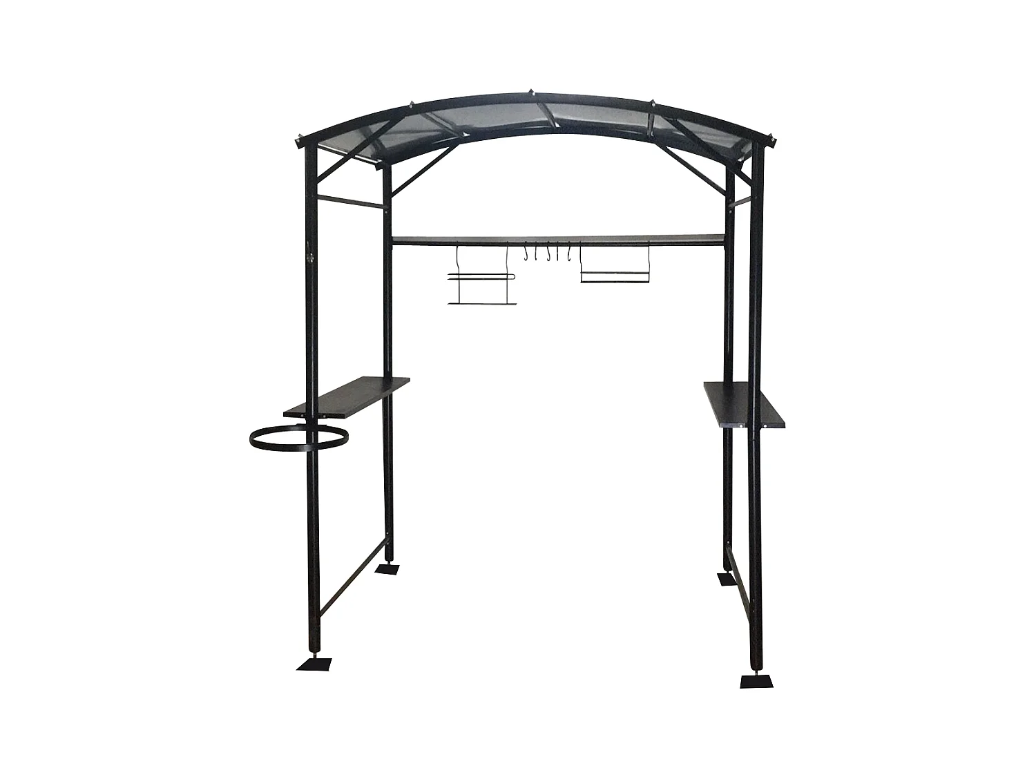 CAR1713.AC-Carport barbecue finition époxy gris anthracite / toit réalisé en acier / pieds à rattrapage de niveau et accessoires barbecue