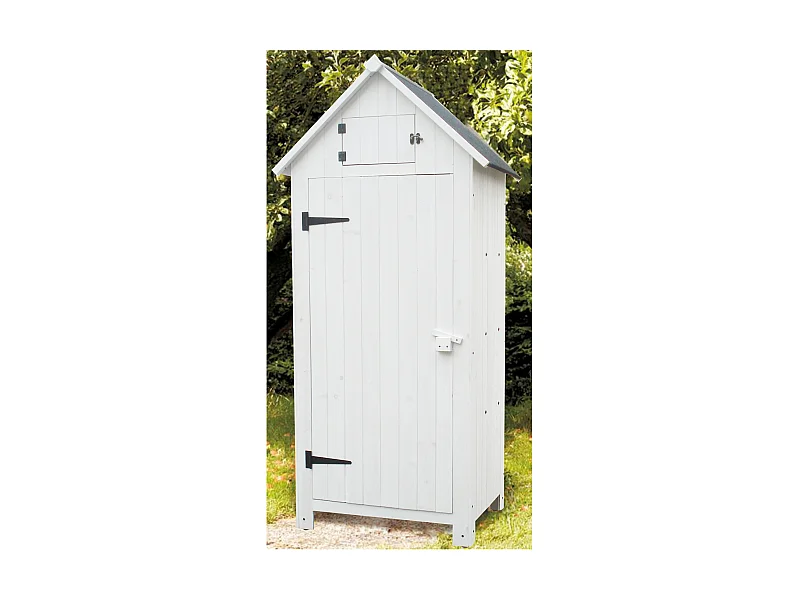 ARM0805W-Armoire cabine de rangement lasurée finition blanc équipée de 3 étagères