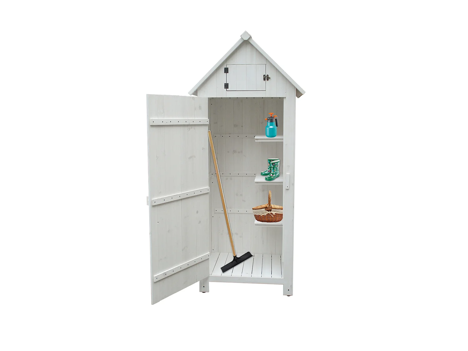 ARM0805W-Armoire cabine de rangement lasurée finition blanc équipée de 3 étagères