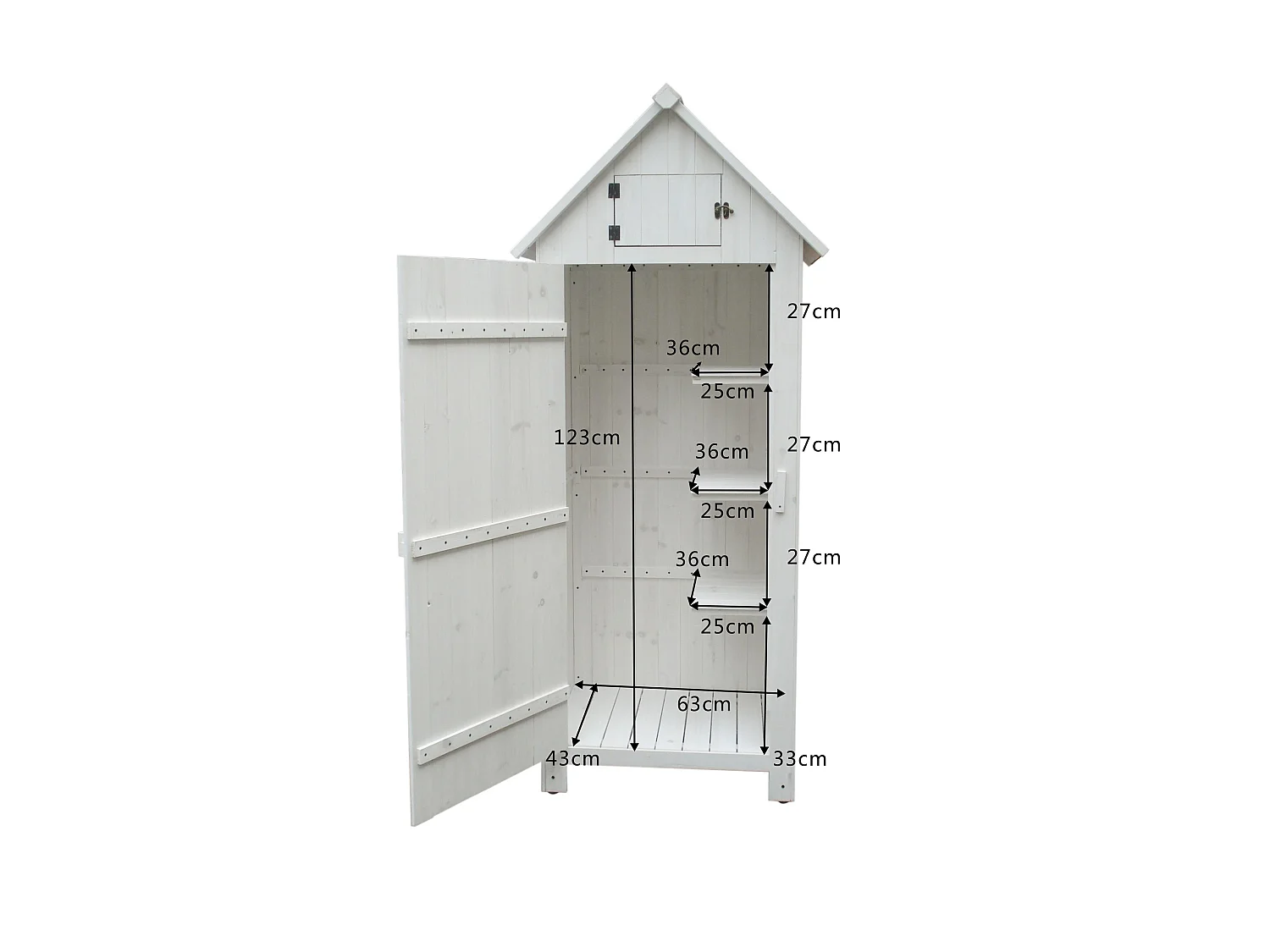 ARM0805W-Armoire cabine de rangement lasurée finition blanc équipée de 3 étagères