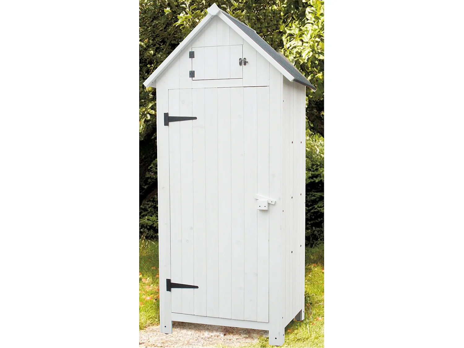 ARM0805W-Armoire cabine de rangement lasurée finition blanc équipée de 3 étagères