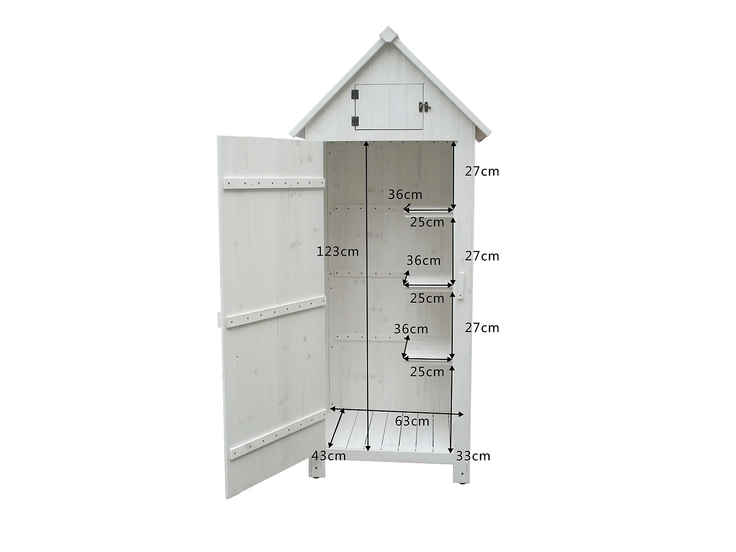 ARM0805W-Armoire cabine de rangement lasurée finition blanc équipée de 3 étagères