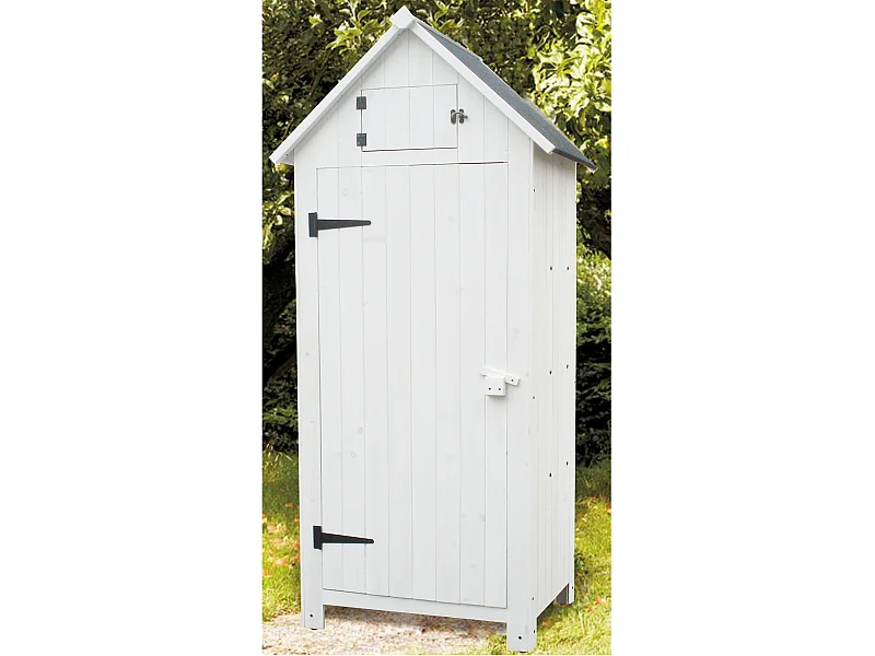 ARM0805W-Armoire cabine de rangement lasurée finition blanc équipée de 3 étagères