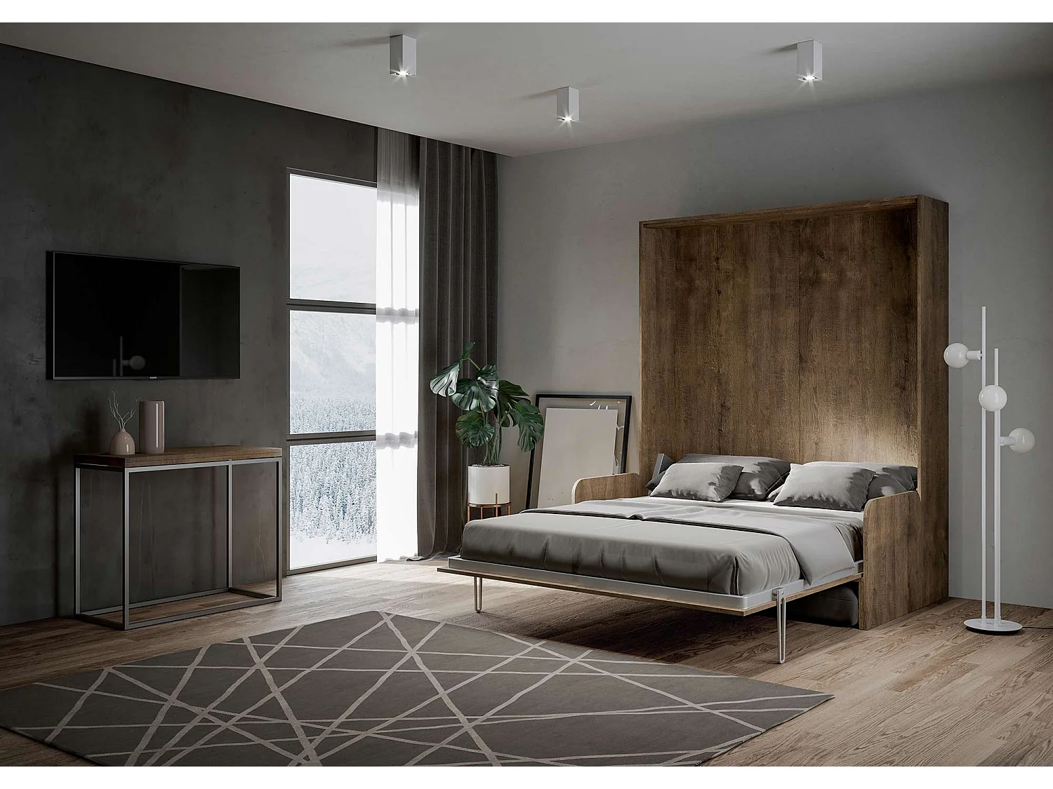 Lit queen size escamotable vertical 160 Kentaro Sofa Noyer -A20