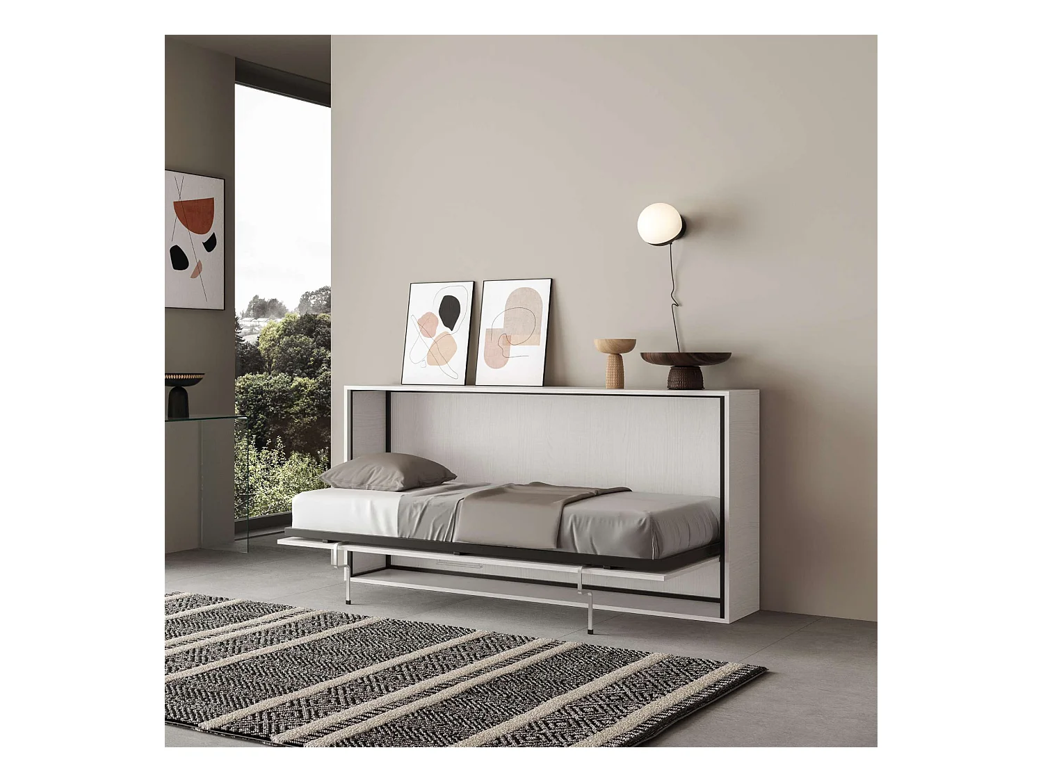 Schrankbett Kando Eizelbett horizontal Esche weiß