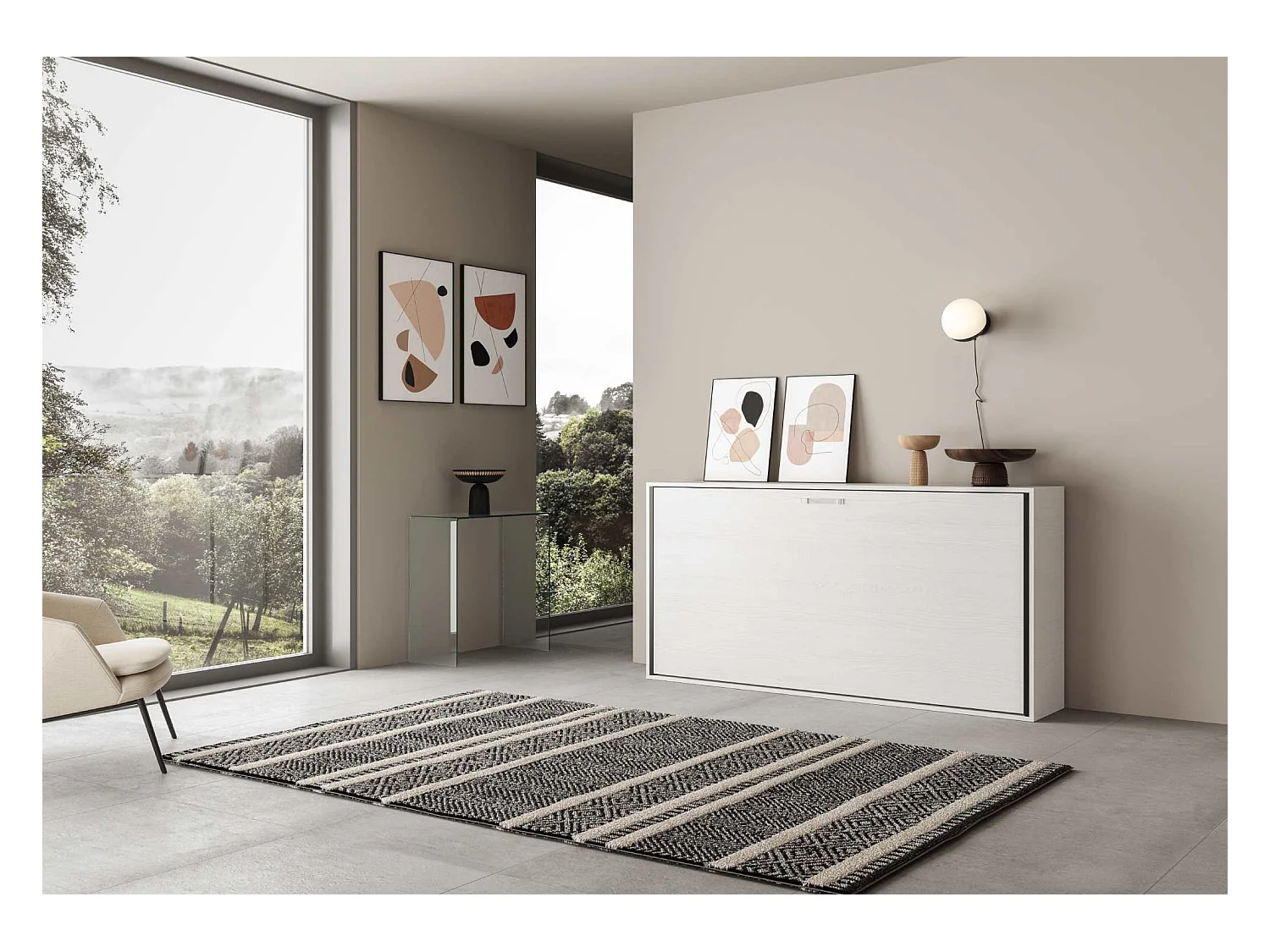 Schrankbett Kando Eizelbett horizontal Esche weiß