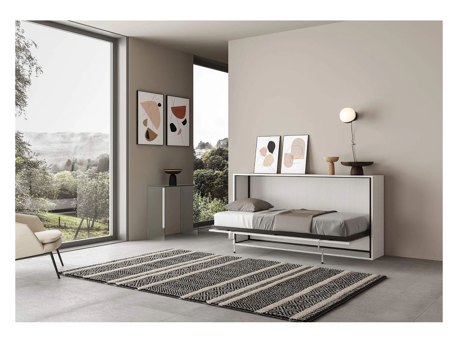 Schrankbett Kando Eizelbett horizontal Esche weiß