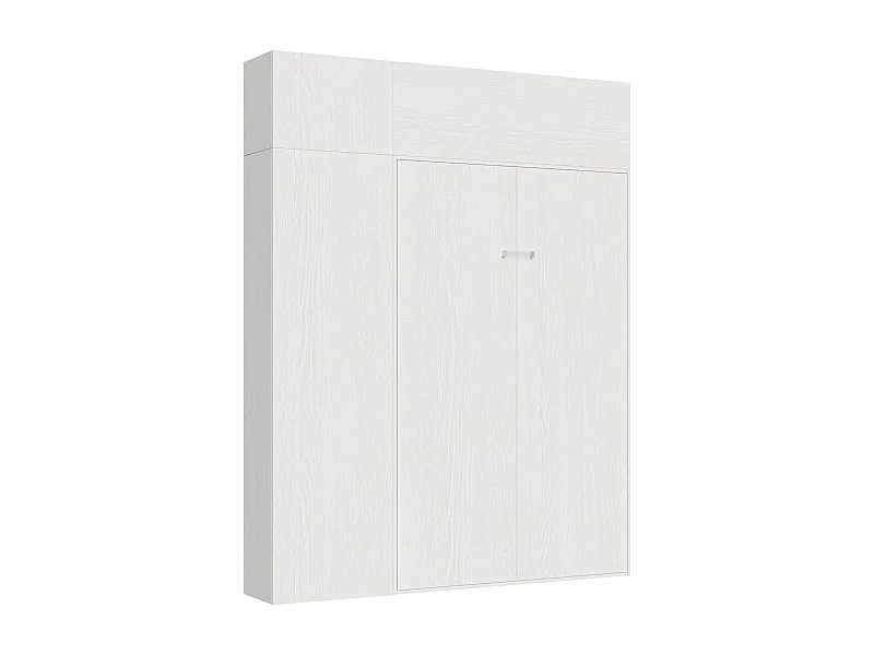 Cama retrátil 140 vertical Kentaro com armário coluna e armários suspensos Cinza Branca