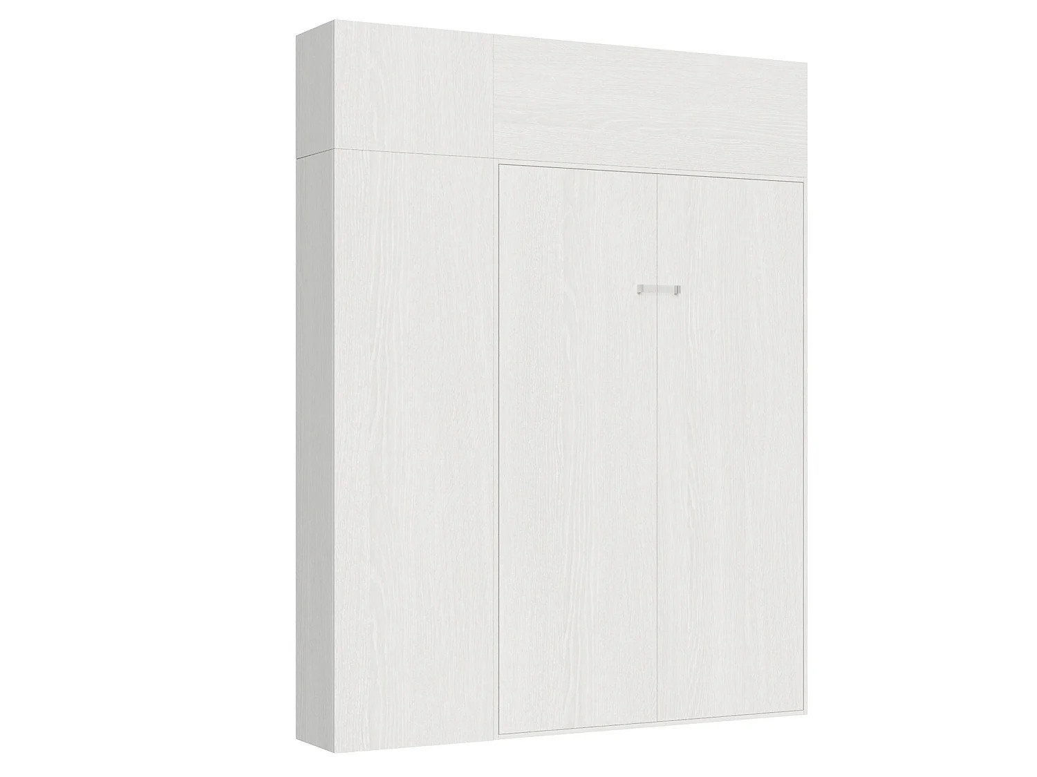 Schrankbett Kentaro 140 vertikal mit Säulenschrank und Vasistas-Wandschränken Esche weiß
