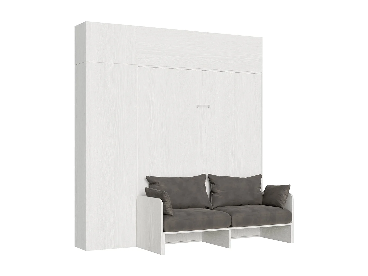 Armoire lit queen size escamotable vertical 160 Kentaro Sofa avec meublier Frêne Blanc -A20