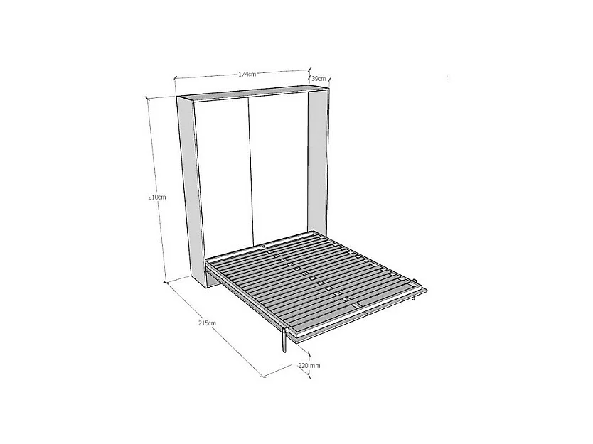 Letto matrimoniale a scomparsa 160 verticale Kentaro Cemento