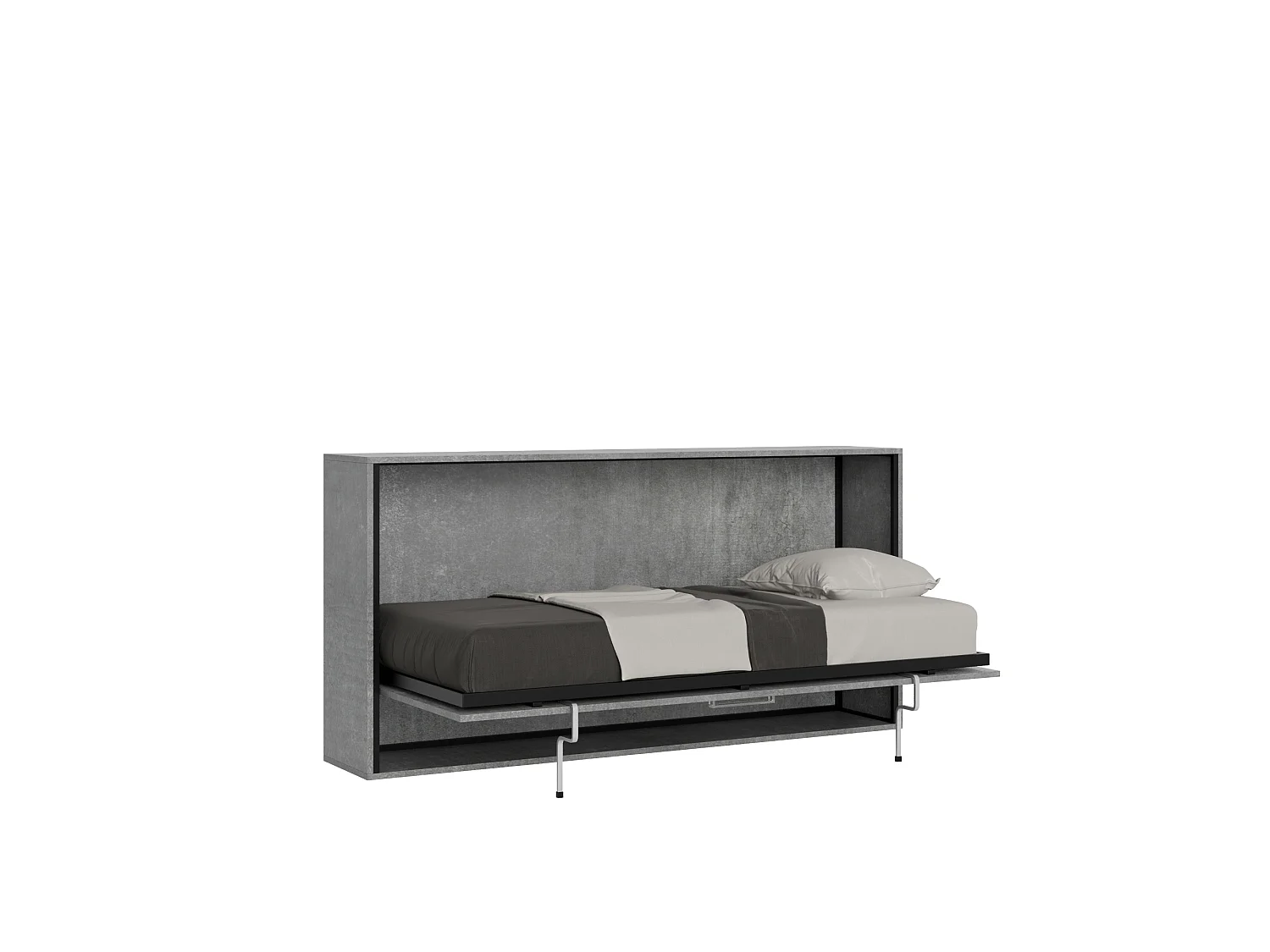 Lit escamotable horizontal 1 couchage 85 Kando Gris Béton